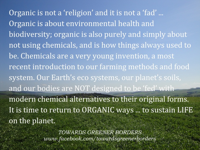 DSC06210 - Organic is not a religion or a fad - Holly quote - TGB + HMB signed